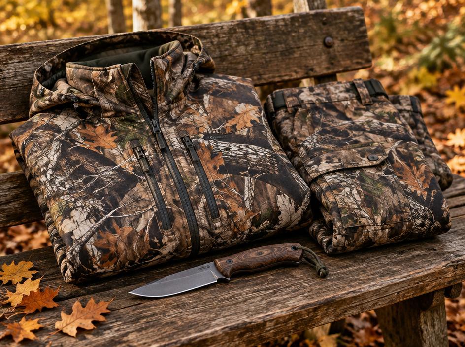Veste de chasse camouflage + pantalon, T52